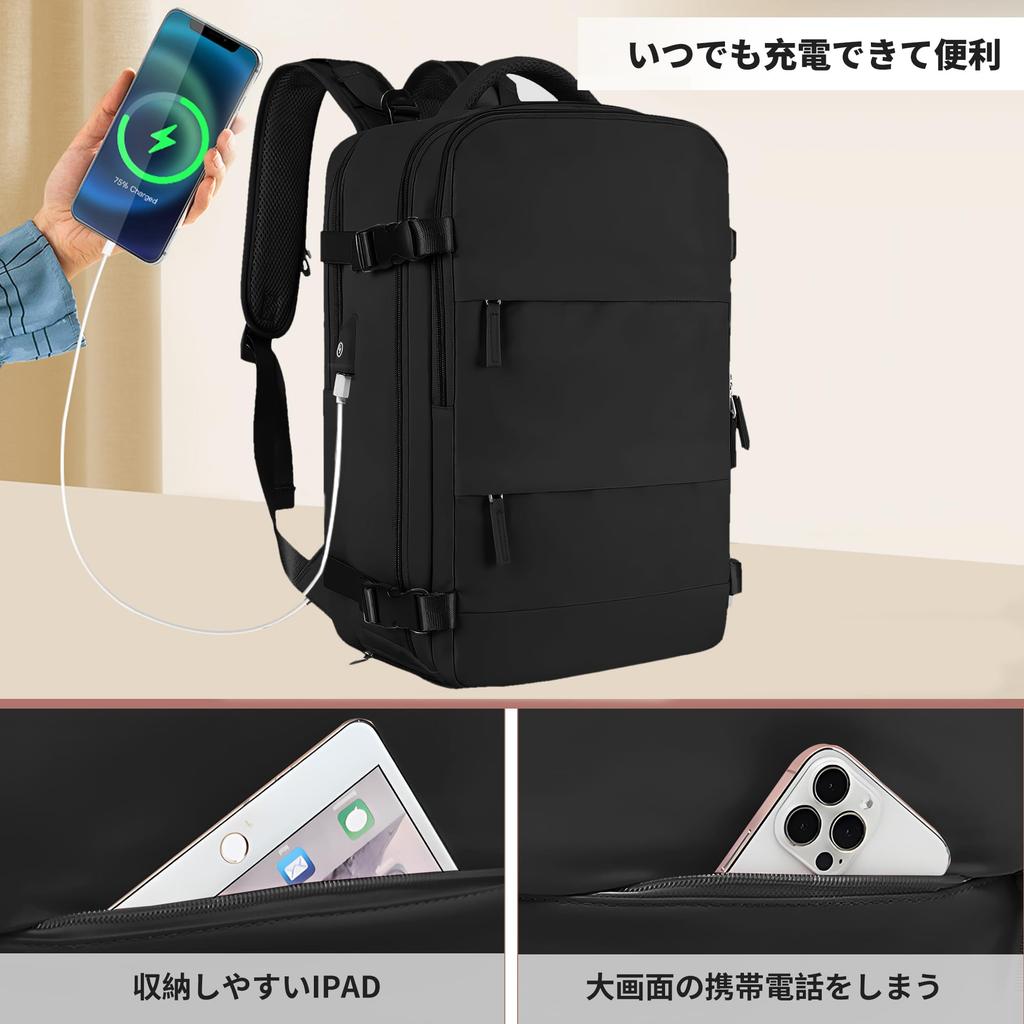 TORIBIO Women's Business Backpack with Shoe Storage, Large Capacity, Waterproof, Travel Backpack, Fits 15.6-inch PC (Model 2210, Black)