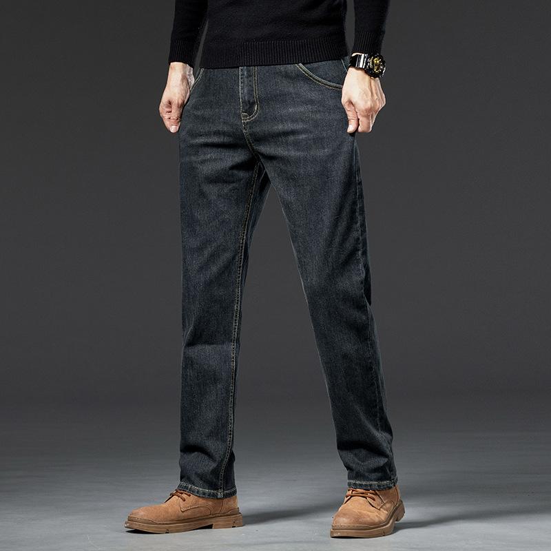 Jeans For Men, Loose, Straight, Thick, Elastic, Business Casual, Versatile, Thick, Young Men's Pants