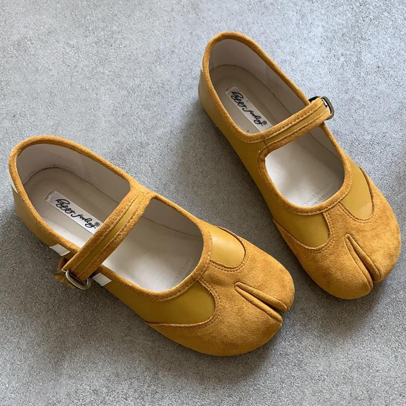 Fashion IPPEUM Red Ballet Sneakers Split Toe Ballerinas Flats Buckle Straps Tabis Sneakers Ballet Shoes