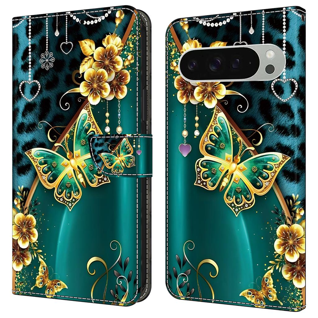 For Google Pixel 9 Pro XL Leather Case Pattern Printing Wallet Stand Anti Drop Phone Cover
