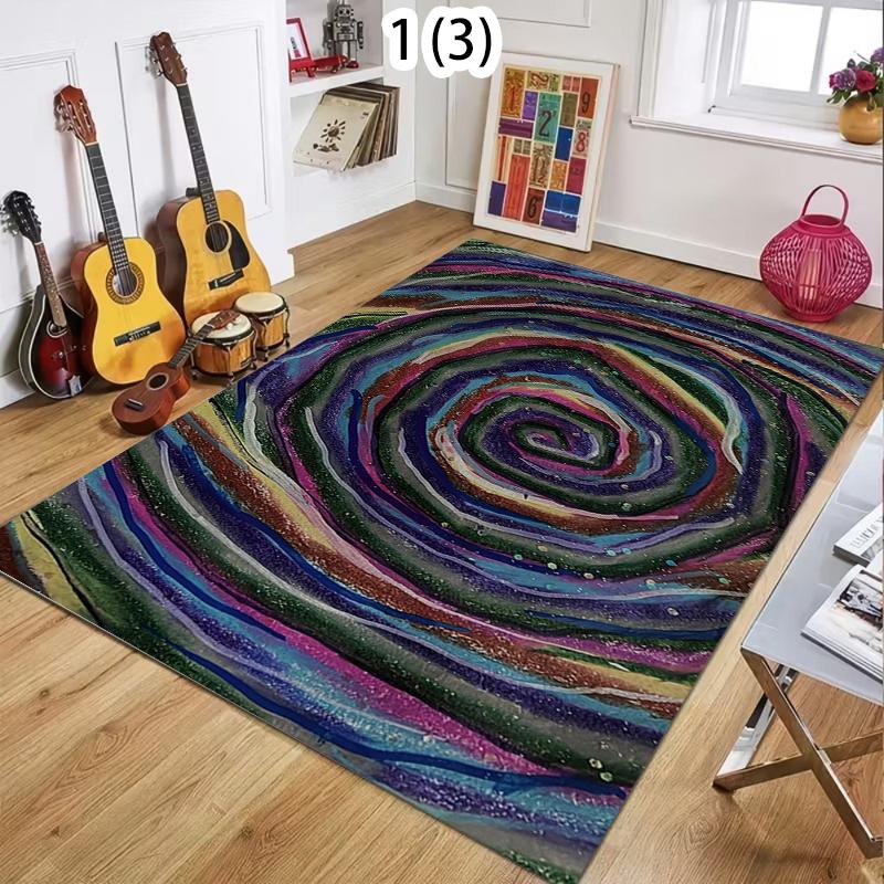 

Green Abstract Wave Area Rug Non-Slip Washable Floor Mat Dark Doormat Natural Boho Carpet for Living Room Bedroom Minimalist 40x60cm