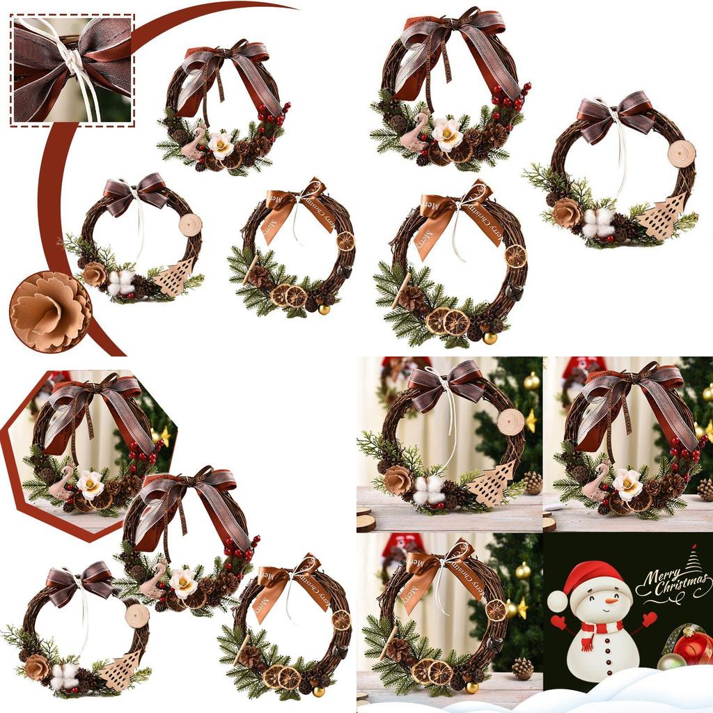Stunning Christmas Rattan Wreath Garland For Front Door And Wall Decor With Pinecones