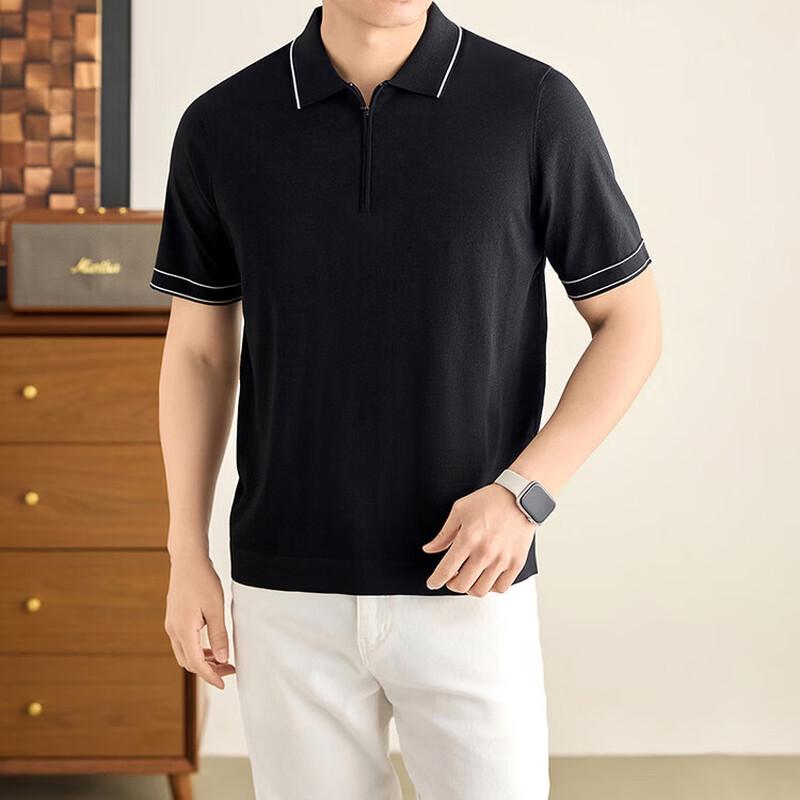 VEE KELLEN Men s Luxury Half-Zip Polo Shirt M чёрный