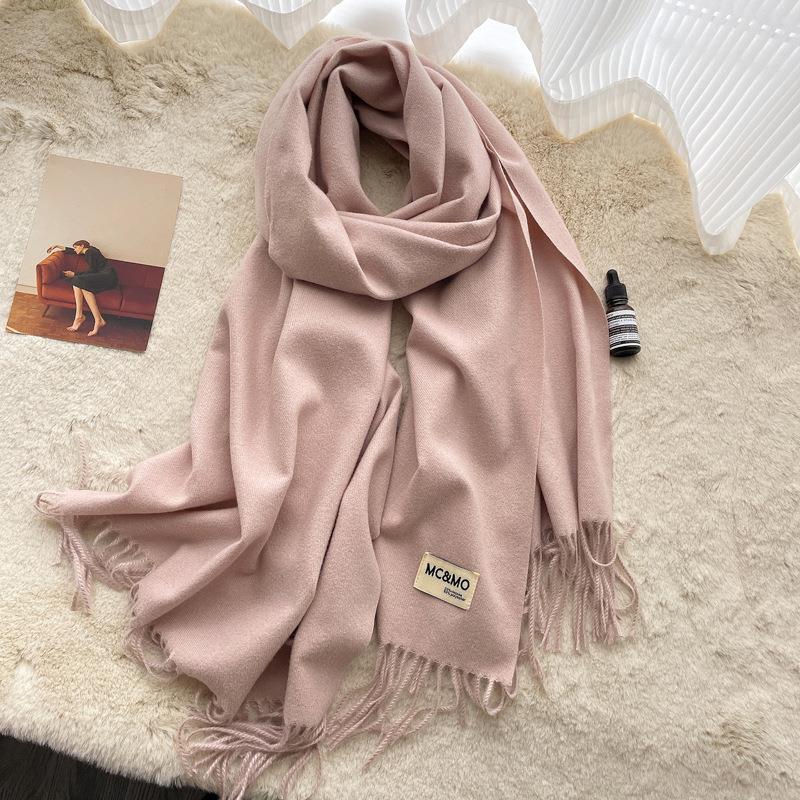 Solid color imitation cashmere scarf women's winter men's couple shawl dual-purpose warm long thickened