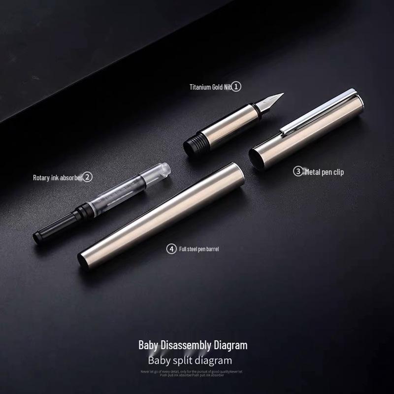 JinHao 35 Mysterious Black Steel Fountain Pen Gift Set for Calligraphy and Artistic Writing