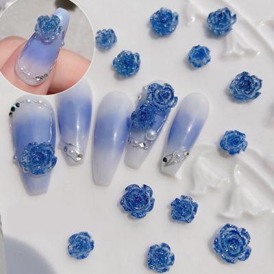 50Pcs Nail Camellias Three-dimensional Shiny Visual Effect Glitter DIY Mini 3D Nail Manicure Craft Ornaments for Manicurist