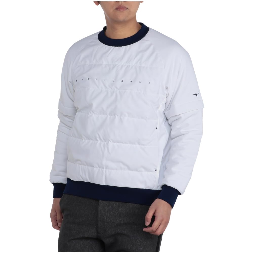 

Mizuno Breath Thermotech Lining Pullover with Removable Sleeves and E2MEB504 Heat-Generating Material, Men s White, белый