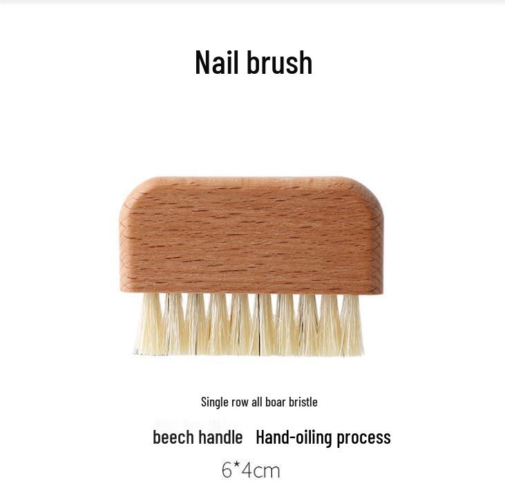 Kartáček na nehty z masivního dřeva s čistými kančími štětinami - Účinný čistič skvrn a mezer pro manikúru