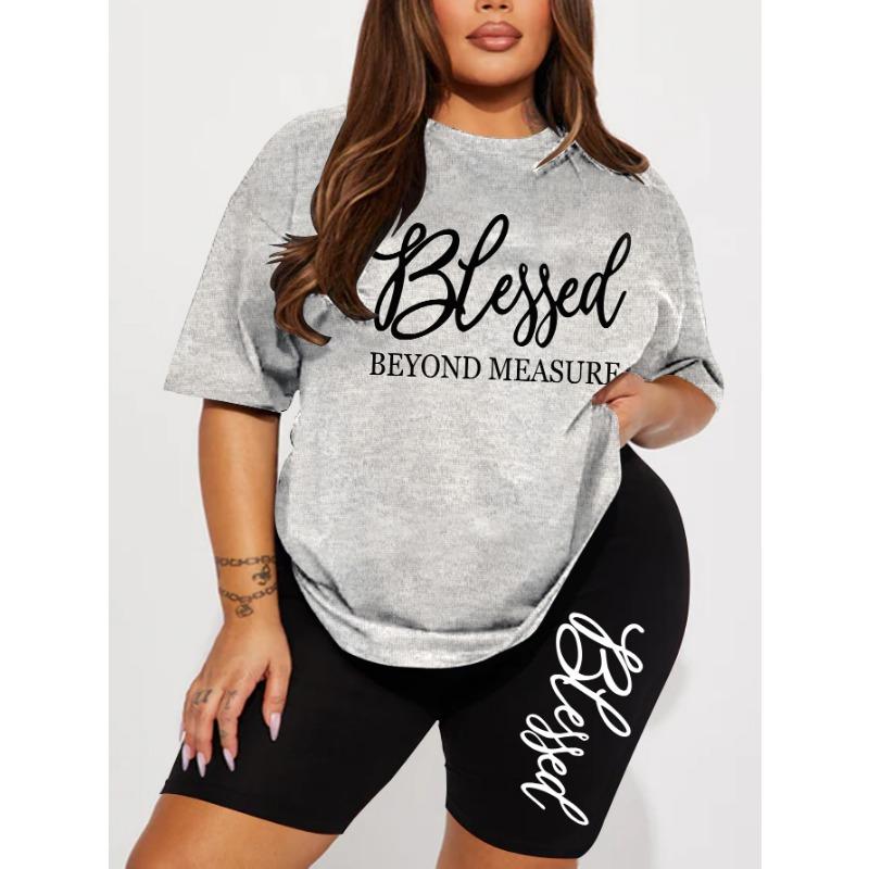 Sets for Women Summer 2 Pieces Blessed Printed Offers and Liquidation Everything Cheap Elegant Women's Sets Short Sets