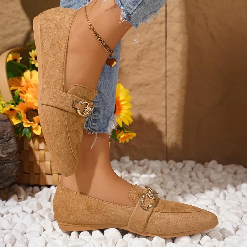 2024 High Quality Women's Shoes Belt Buckle Women's Single Shoes Fashion Solid Color Modern Boots Women's Hot Selling Round Toe