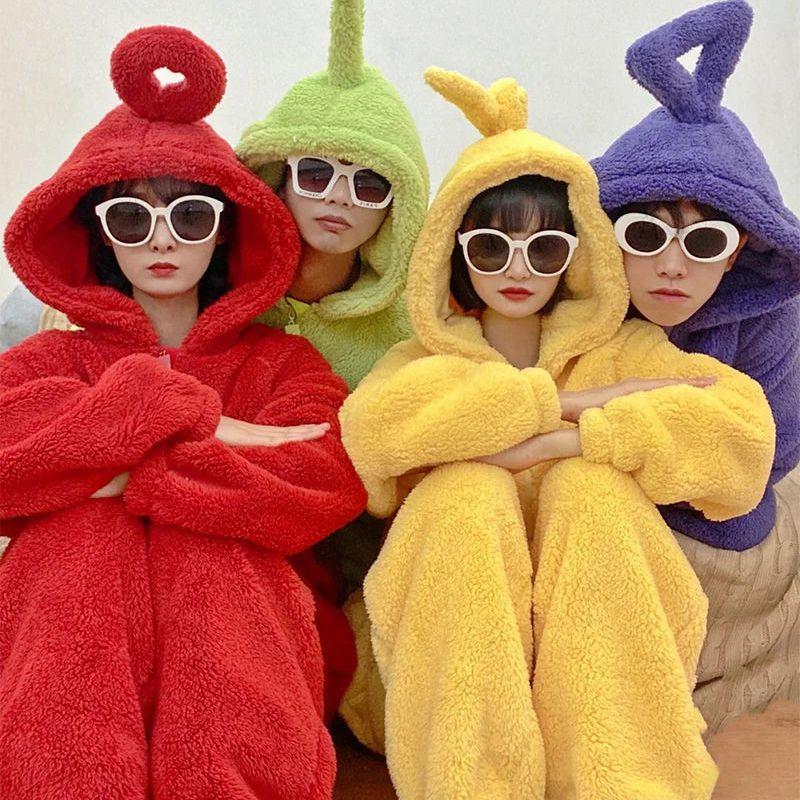 Dipsy Laa Teletubbies Po Tinky Winky Cosplay Coral Velvet Sleepwear Halloween