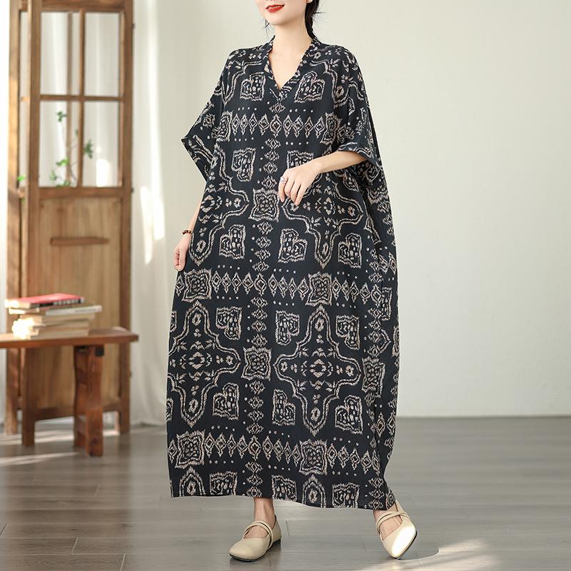 DIMANAF New Women Plus Size Spring Summer Beach Vintage Lady Long Dress Loose Oversize Maxi Floral Print 2026
