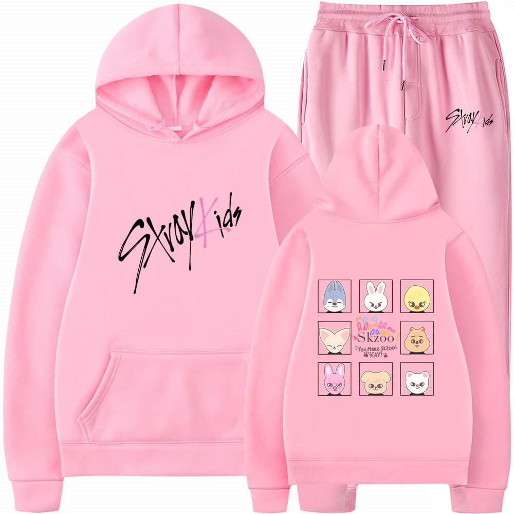 2025 Stray Kids Харадзюку Принт Унисекс Худи и Штаны Комплект Large