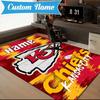 Custom Name Kansas Chiefs Helmet Rug Game Carpet, Floor Mat for Bedroom Living Room Entryway Rug, Home Decor Idea Gift for Christmas birthday