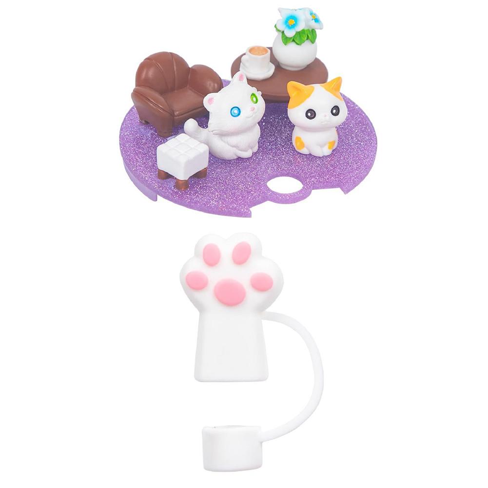 Cat Acrylic Lid Charms with Funny Tumbler Straw Plug Replacement Cup Top Decor for Stanley 40oz Tumbler with Handle