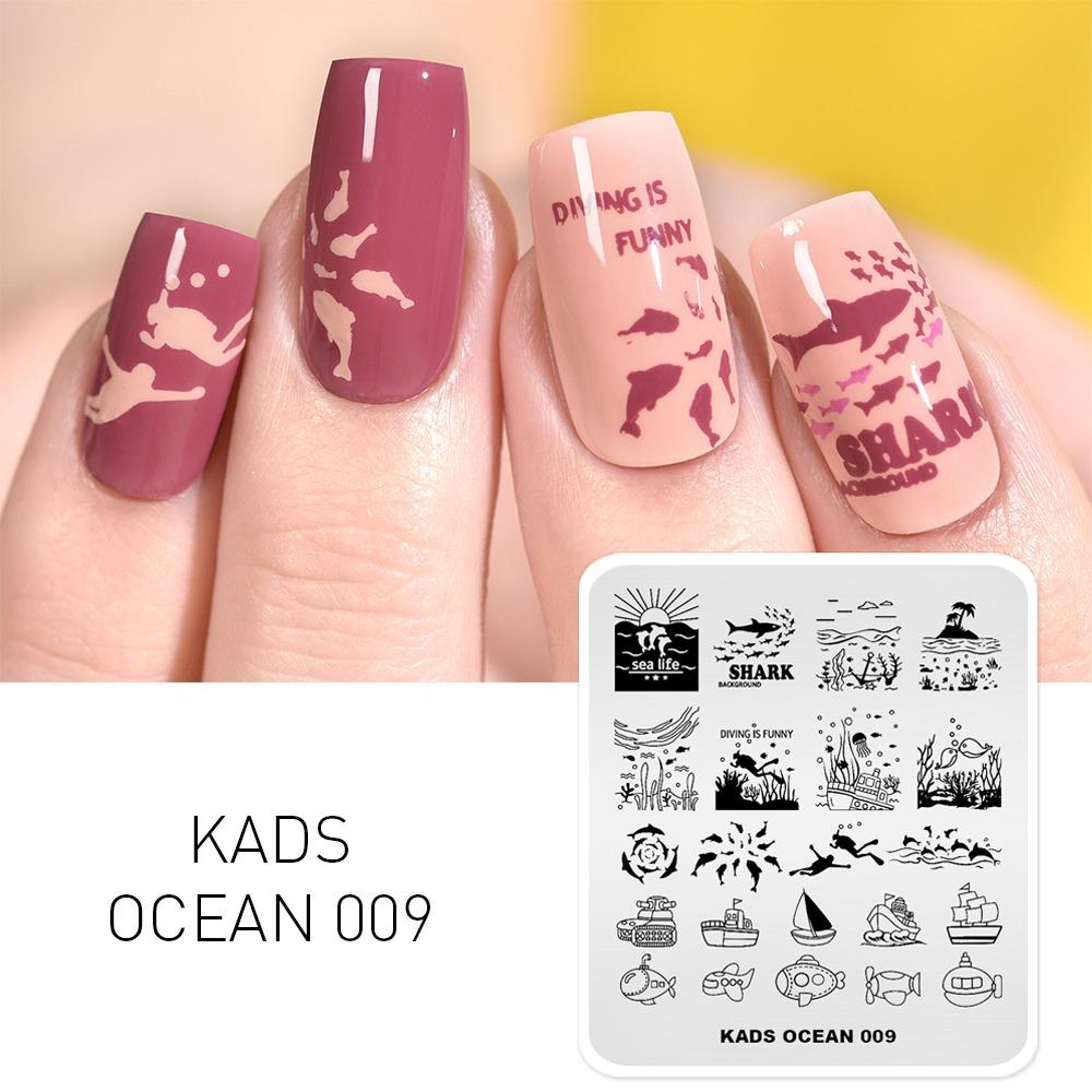 KADS Manicure Stamping Plates Nail Art Ocean 009 Nail Art Stamp Plates Template Tools for DIY Stamping Decoration
