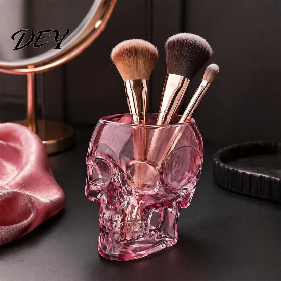 Crâne en Résine Transparente Vase Mural Gothique, Pot de Fleurs Rose Translucide, Accessoires de Maison Ornement de Bureau Unique, pour Décoration de Fleurs Séchées Transparent