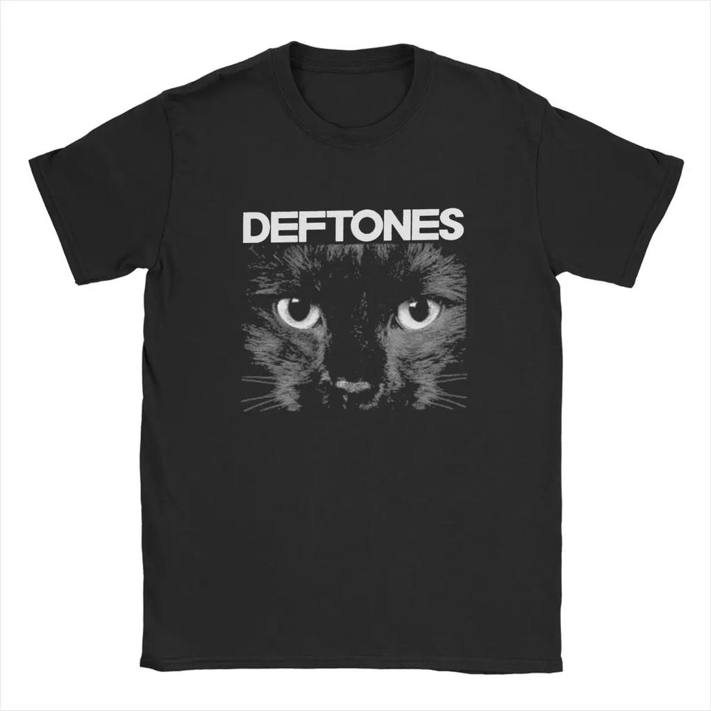 Deftones White Logo T-Shirts for Men Harajuku Gothic Japanese Vintage Cotton Tee Round Neck Short Sleeve Soft Oversized T Shirt
