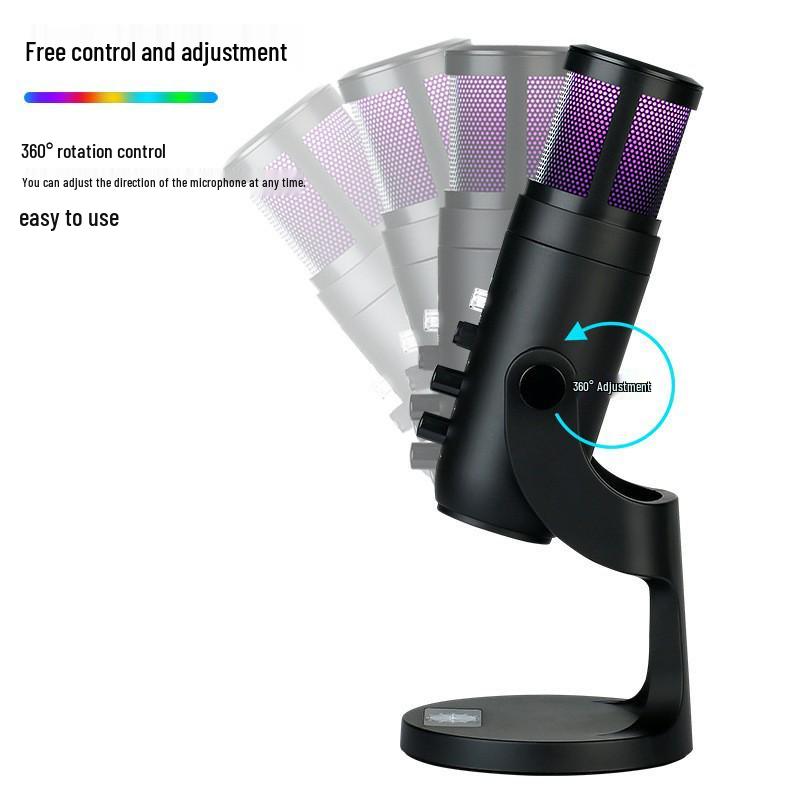 USB Microphone for Mobile Recording, Live Streaming, Gaming, Karaoke, and Conferences - Sound Card & Condenser with Monitoring Feature