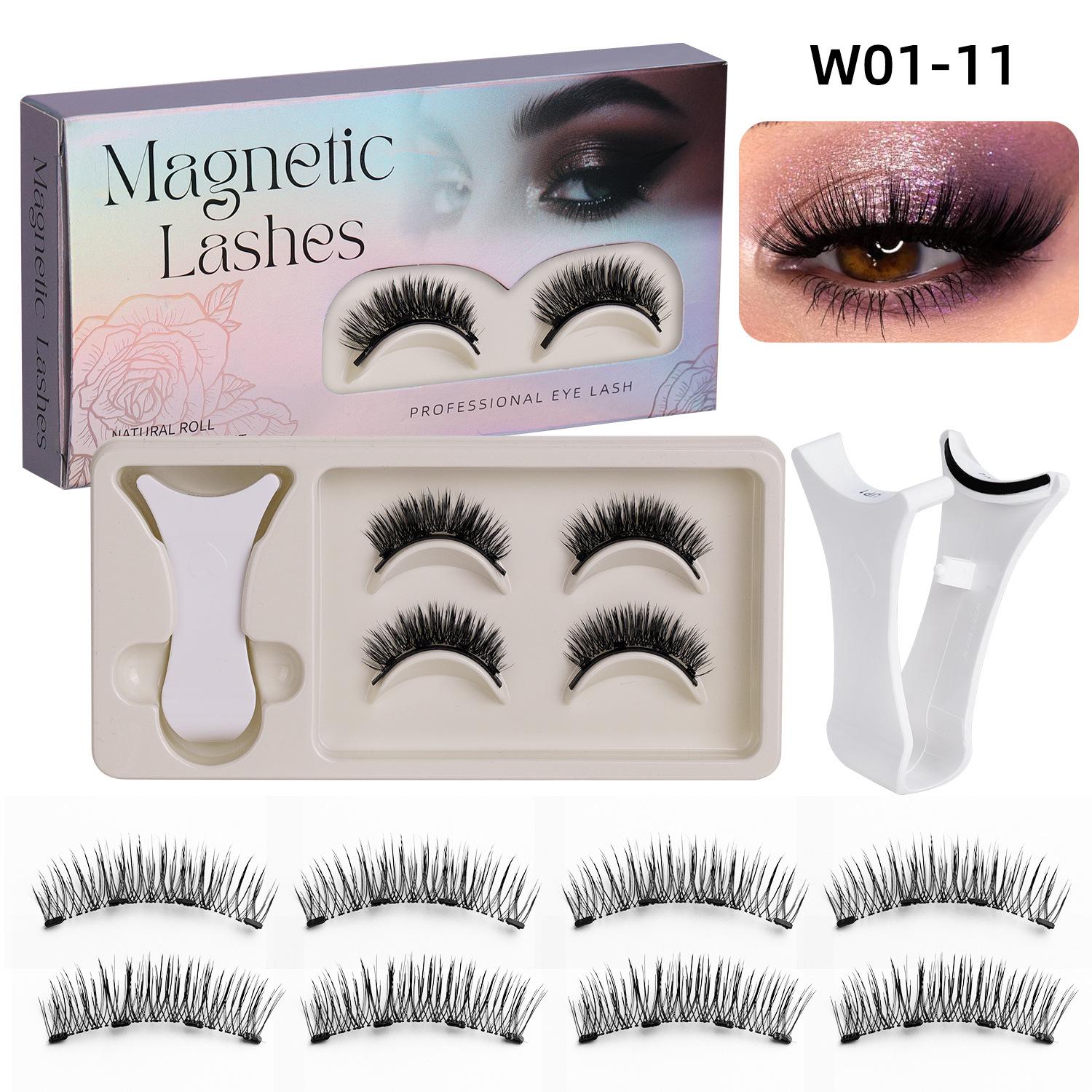 

2-Pairs 3D Magnetic Eyelashes Set – Natural & Voluminous False Lashes, Glue-Free, Reusable and Easy to Apply for Beginners W01-11