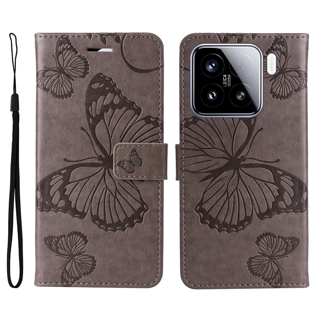 For Xiaomi 15 Wallet Case Floral Butterfly Imprinted Leather Phone Cover Stand