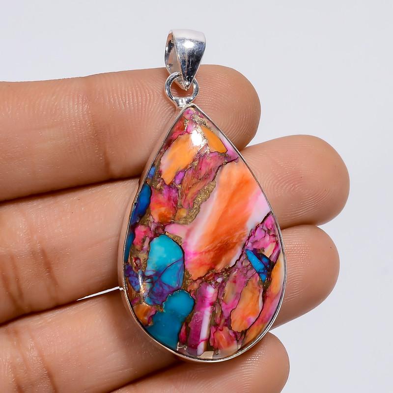 

Mind Blowing Top Grade Qualite 100% Natural Oyster Turquoise Pear Shape Ethnic Handmade Jewelry 925 Steling Silver Pendant 1.8 WSJ-5043 1.8