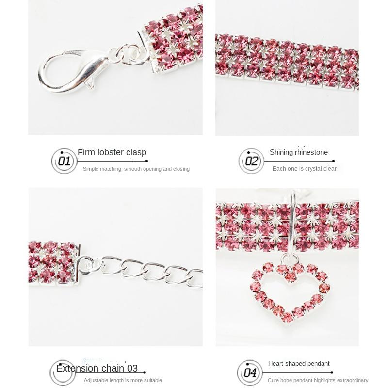 Cat Crystal Necklace Imitation Pearl Rhinestone Pendants Pearl Necklace Dog Collar Collar for Cats Dogs Pet  Collier Collar Gato