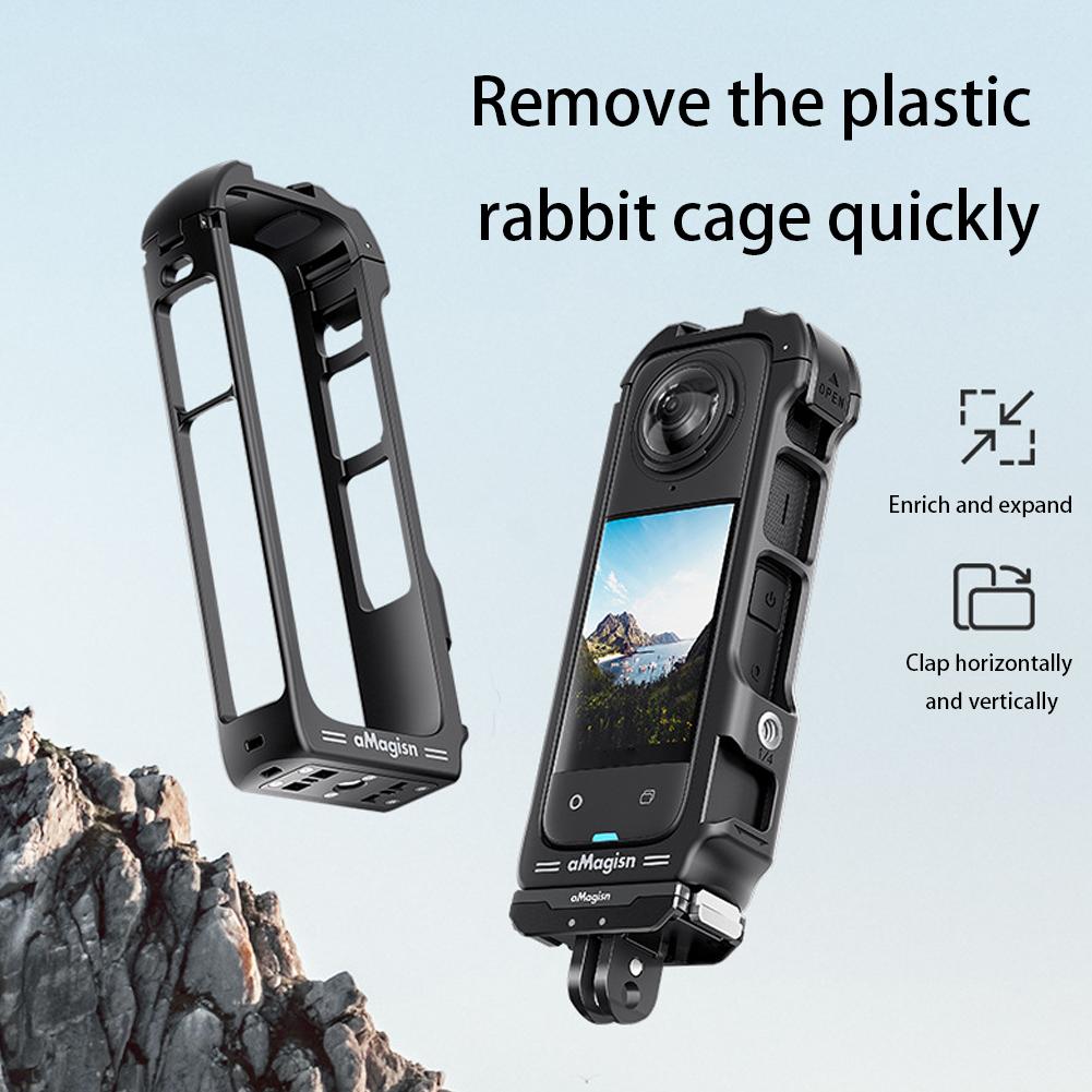 Für Insta360 X4 Rahmenzubehör Magnetischer Schnellverschluss Rahmenkäfig Schutzhülle für Insta 360 X4 Sportkamera Zubehör