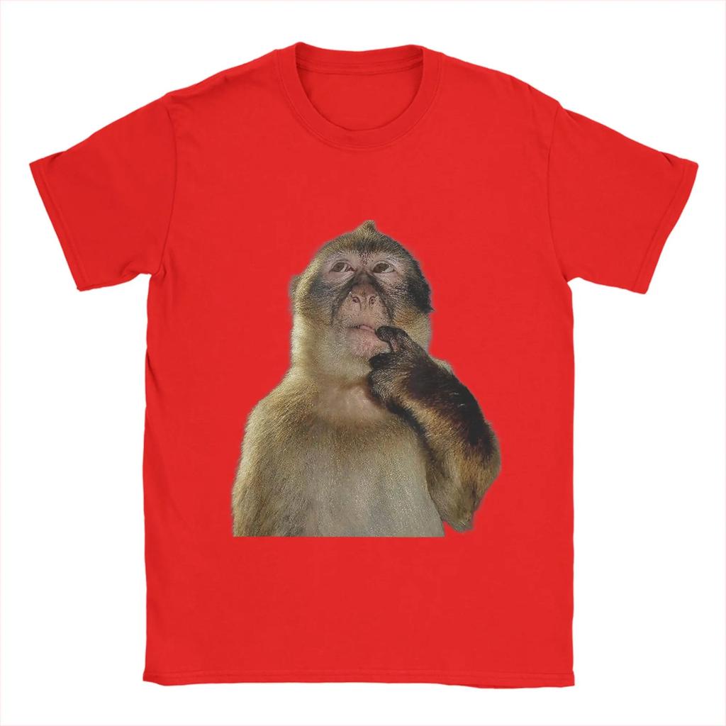 Vtipné Meme Opice Přemýšlející Grafické Tričko Realistické Zvířecí Meme Ležérní Bílé Bavlněné Unisex Trička