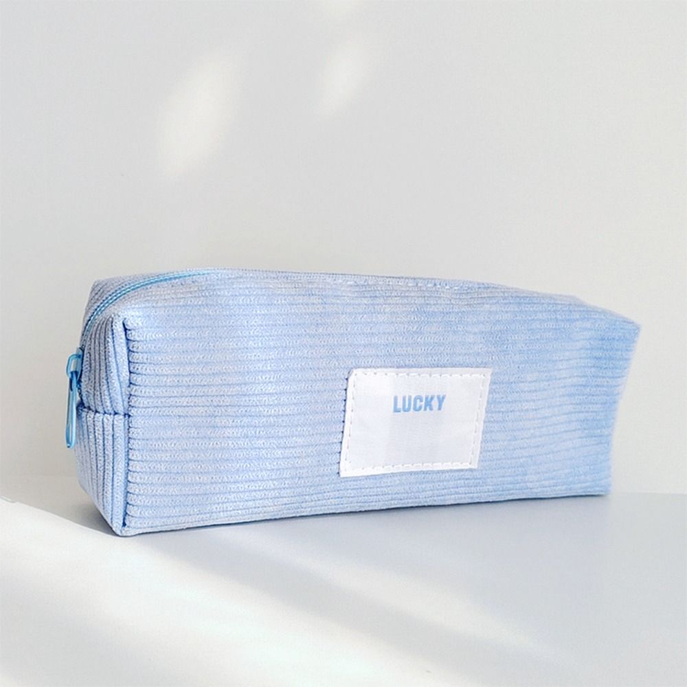 High Quality Corduroy Pen Bag Zipper Stationery Stationery Storage Bag Candy Color Pen Box