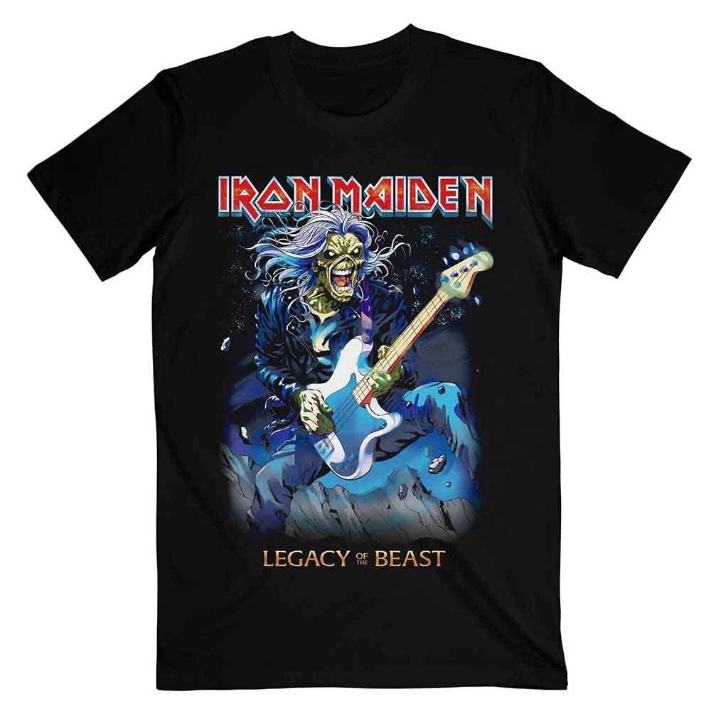 Iron Maiden  Eddie On Bass  Black 100% Cotton T-shirt Mens Tees Top - NEW OFFICIAL XL