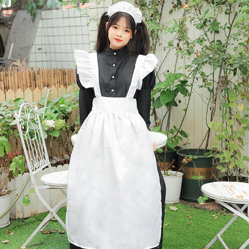 S-4XL classic black and white maid, gothic long women's boss maid