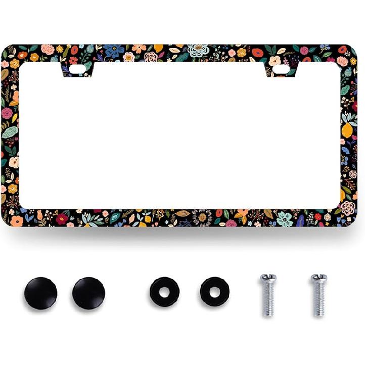 Pink Flamingo License Plate Frame Beautiful Glitter Animal License Plate Holder For Car Decorative Stainless Steel Colorful License Plate Flamingos