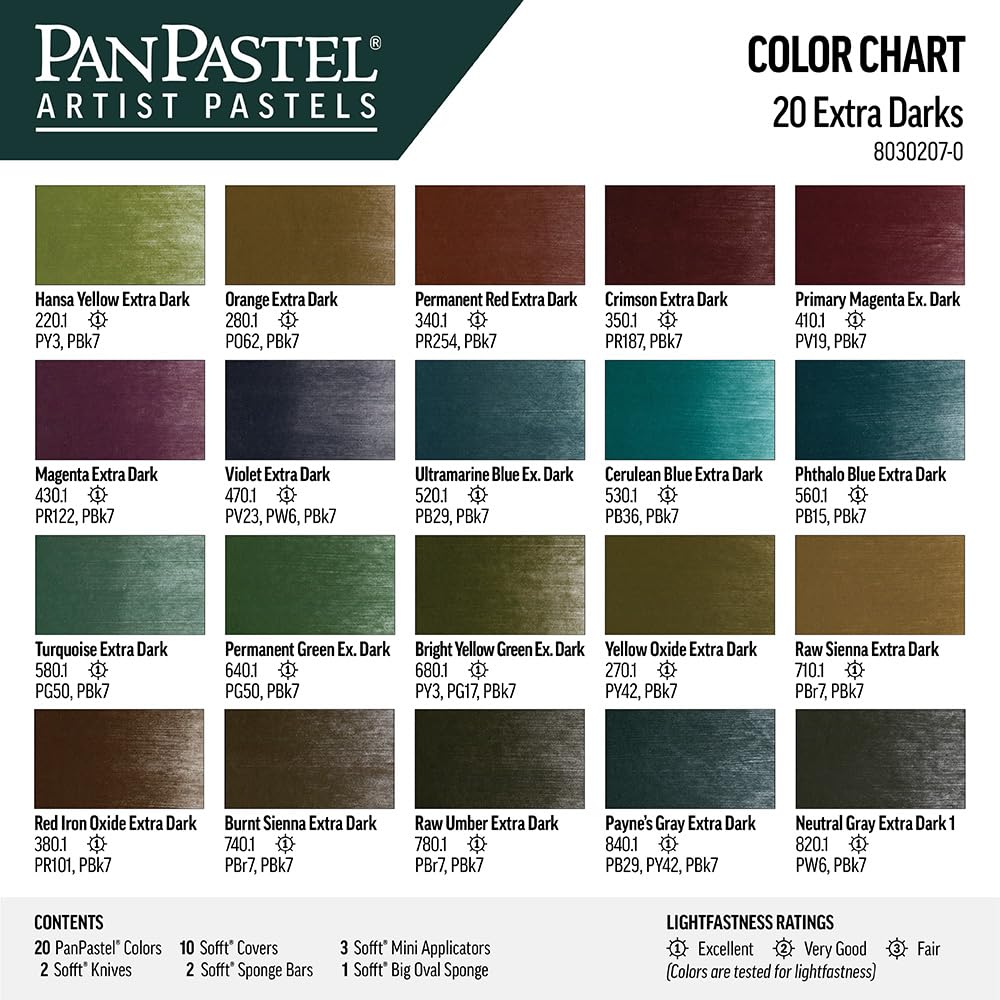 Holbein PanPastel 20 barev extra tmavý odstín 30207