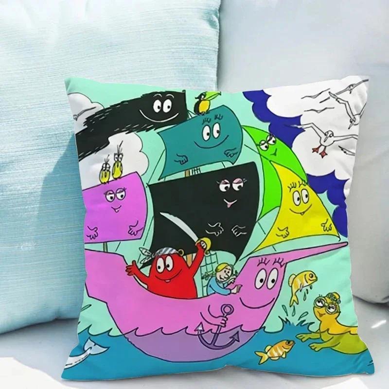 Les Barbapapa Pillowcases Cushion Cover X Double-sided Printing  for Sofa Cushions Covers Short Plush Couch Pillows Pillow