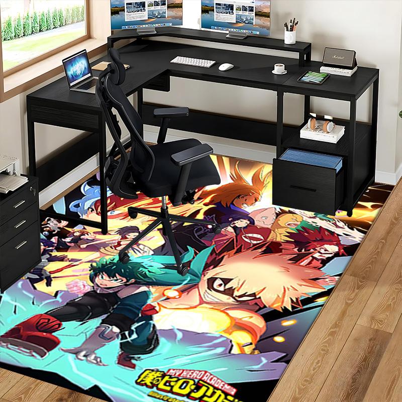 1pc My Hero Academia Chair Mat - Anime Cartoon Design Office Rug, Non-Slip Carpet for Desk, Seasonal Gift, Suitable for Home Decor, Living Room, Bedro