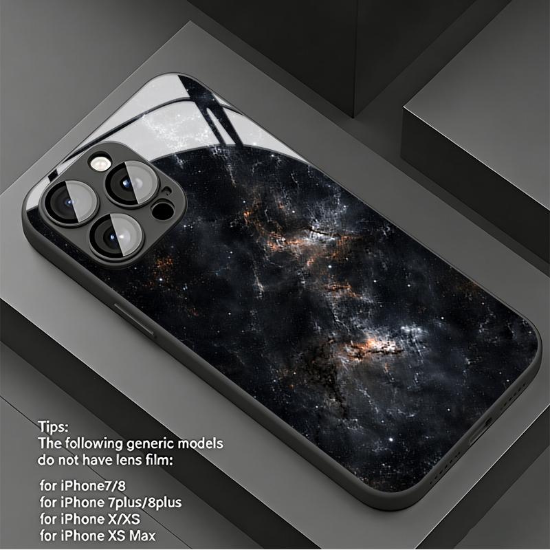 Galactic Nebula Tempered Glass Phone Case for iPhone 17 Pro Max 16 15 14 Plus 13 12 11 Pro Max 16E 17Air X XR XS 7 8 SE2 Cover