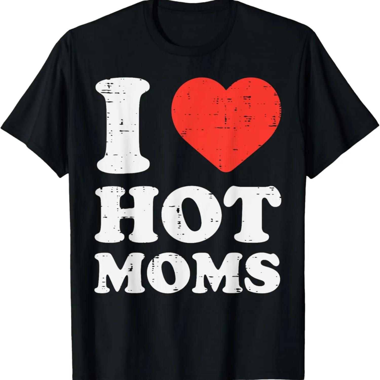 

Я Сердце Любовь Горячие Мамы Смешной Юмор Парный Папа Мужская Футболка XXXXXL чёрный