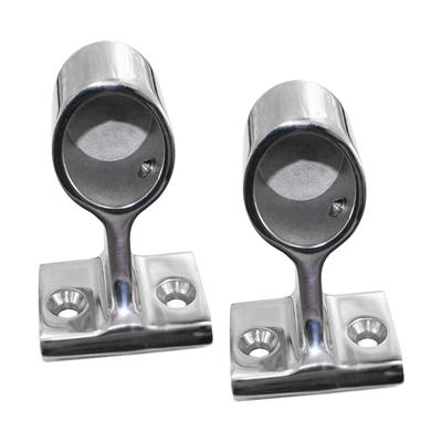 2Pcs Marine Boat 1" 25mm 60 Degree Front Base Stanchion Hand Rail Fitting Silver 316 Stainless Steel