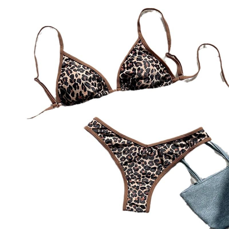 Leopard Print Lace-up Bikini - 2025 New European & American High-End Swimwear