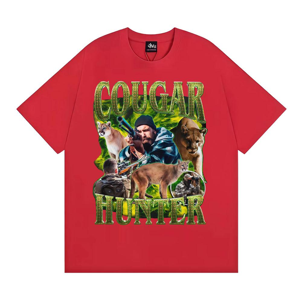 Funny 90s Cougar Hunter Vintage Y2K Graphic T Shirt Men Women Harajuku Humor Tops T-shirts Summer O-Neck Loose Oversized T-shirt