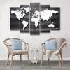 Five Piece Picture Canvas Print World Map Vintage