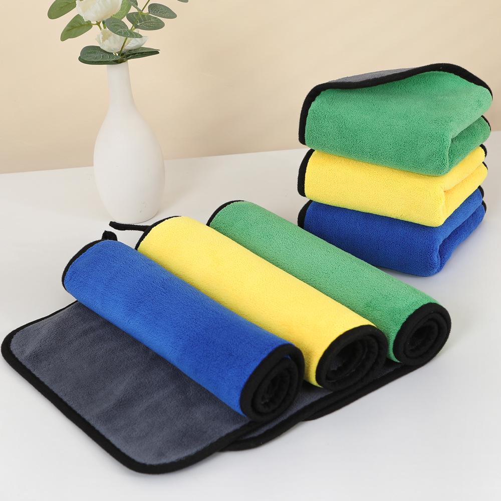 High-Density Edge-Wrapped Coral Fleece Towel for Car & Fishing – Double-Sided, Thick Cleaning Cloth