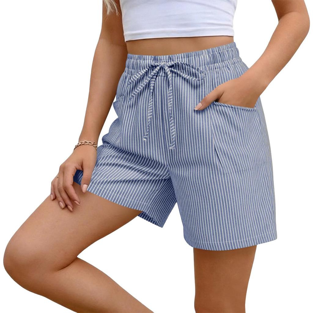 Shorts Für Damen Gestreift Lässig Sommer Locker Tasche Shorts