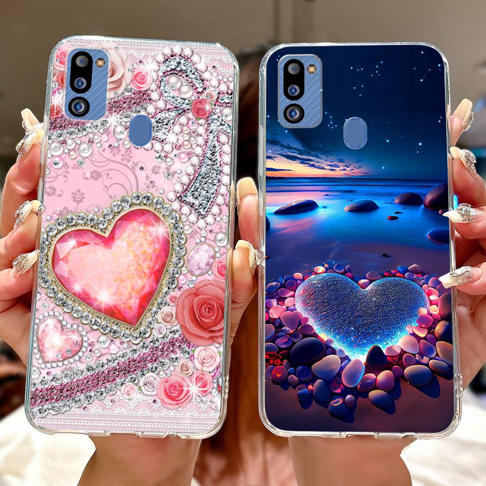 For Samsung M21 2021 Case Clear Fashion Cute Cat Cool Luxury Painted Soft Funda For Samsung Galaxy M21 2021 Back Cover SM-M215G