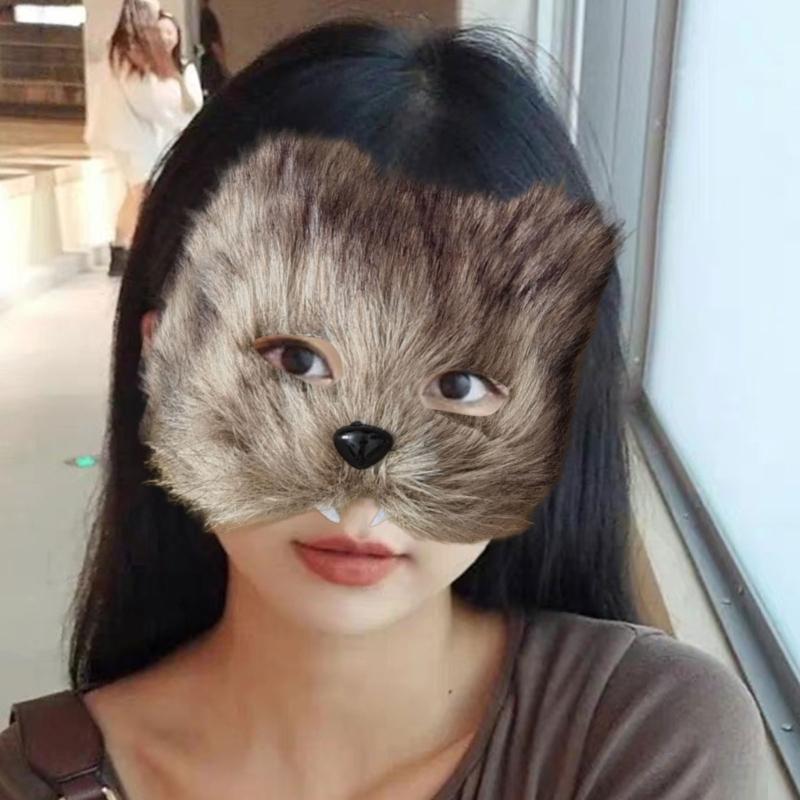 Plastic Long Hair Foxes Party Mask Lightweight Unisex Costume Accessory For Balls Stage Shows And Role Playing