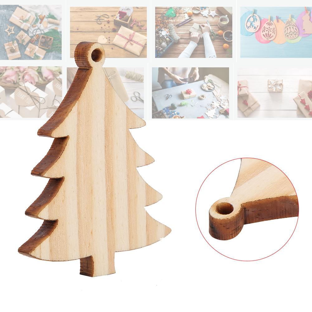 10Pcs Wooden Hanging Plates DIY Hand Made Craft New Year Christmas Tree Decoration Supplies with