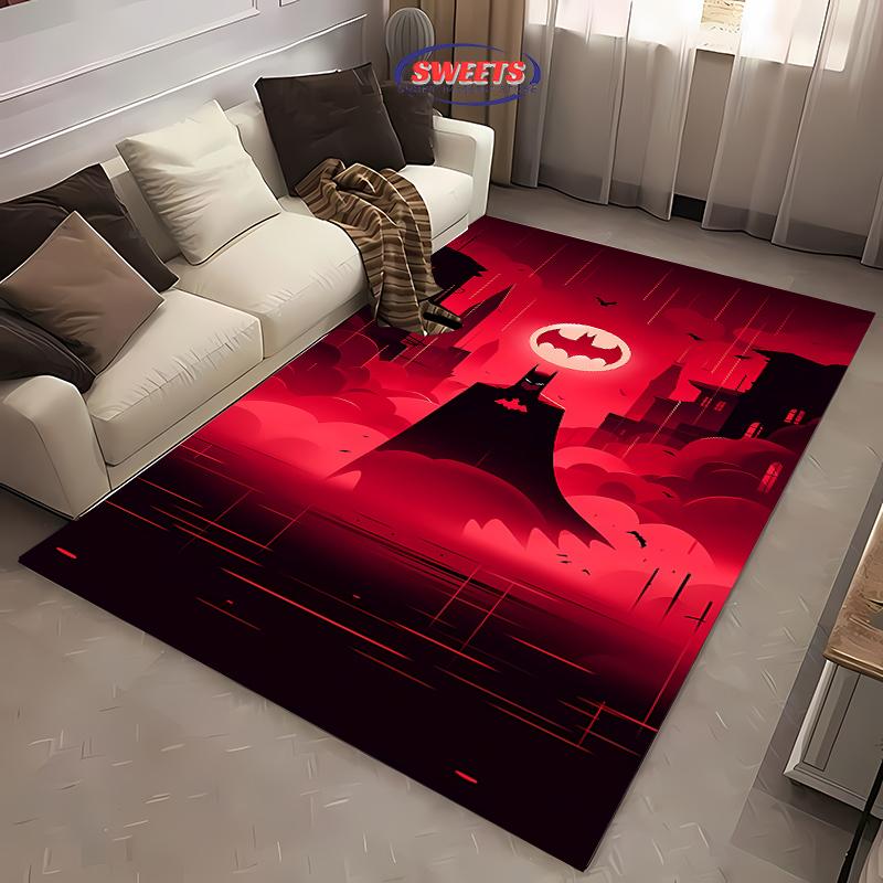 Koberec s motivem loga Batmana č. 2, podložka do obývacího pokoje, ložnice, k posteli, pohodlný protiskluzový odolný koberec, moderní jednoduchý styl, pratelný koberec
