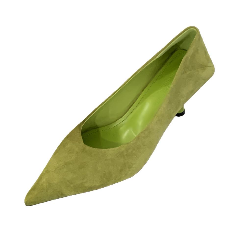 Women's Suede Pointed Toe Low Heel Vintage Style Unique Design Office Pumps - Elegant for Parties & Office