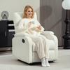 Manually Reclining Armchair to 60 degrees Extra Padded in Fabric with Footrest, Cream